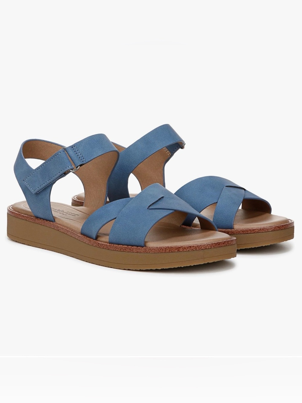 Life Stride Women's Light Blue Platform Sandals 8 1/2